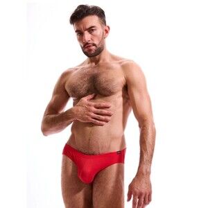 Men’s N2N Bodywear Silky Rib Brief in Red - Size Medium, NWT